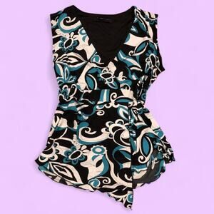 Blue and black floral print